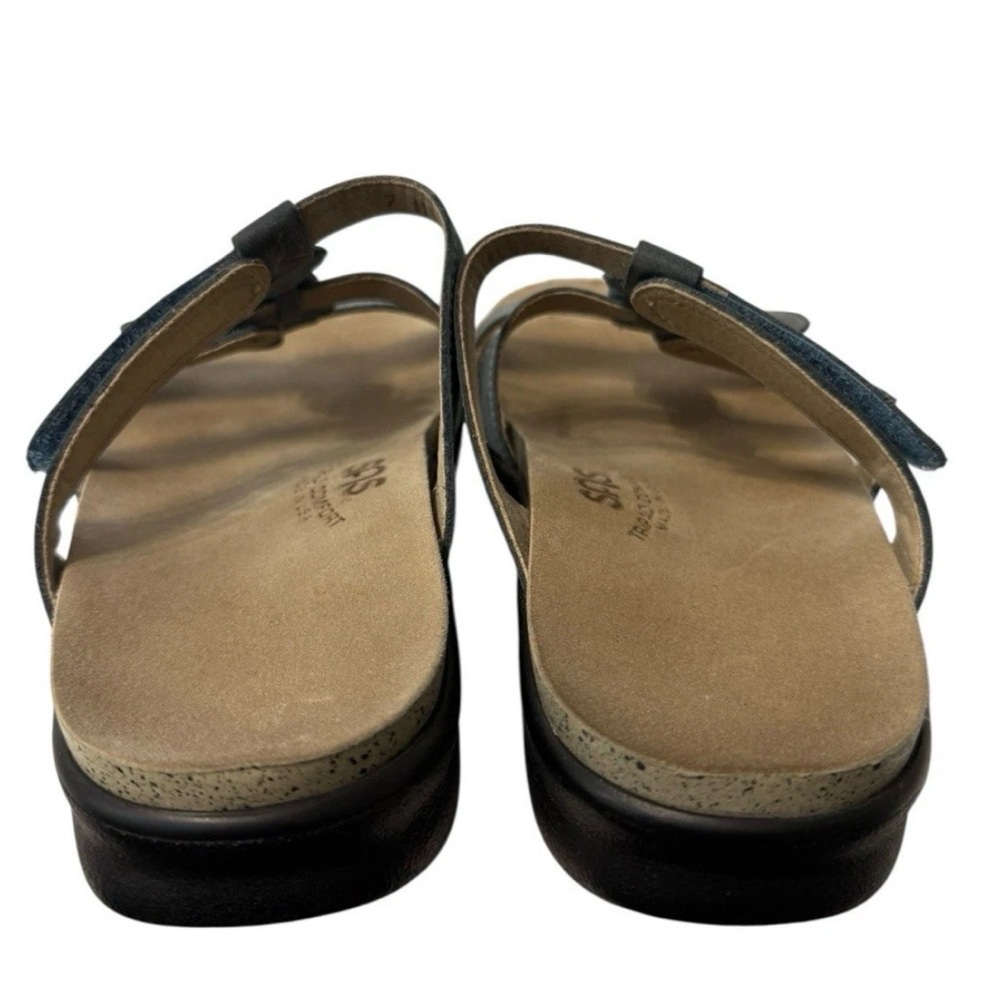 SAS Naples Slide Women's Blue Sandals Leather Strap Comfort 7 M - Picture 5 of 7